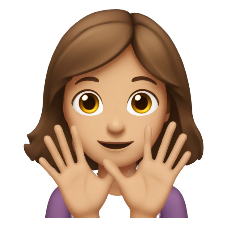Girl with brown hair making a hand heart  sticker