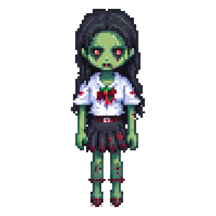 girl zombie with black hair sticker