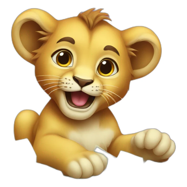 baby lion plays with money sticker