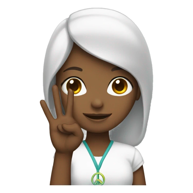 Girl with a peace sign hand  sticker