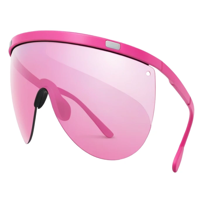 sporty pink shield visor sunglasses with minimalist frame, athletic design, oversized one-piece lens sticker