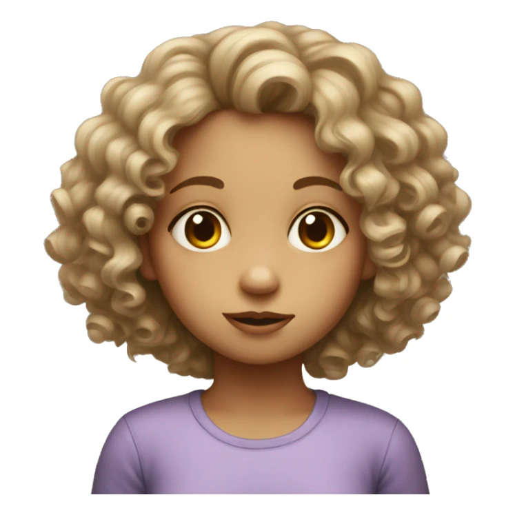 girl with big eyes and curly h sticker