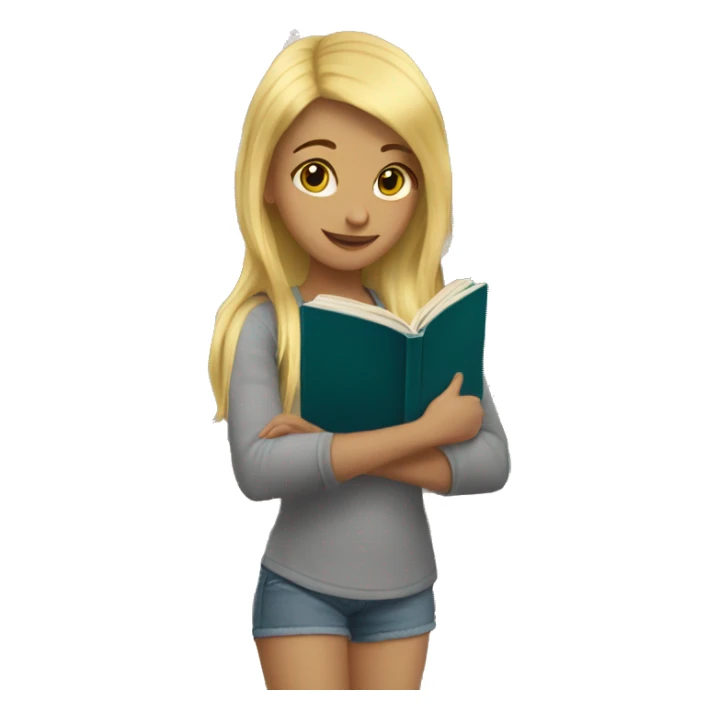 a girl with blonde hair reading books  sticker