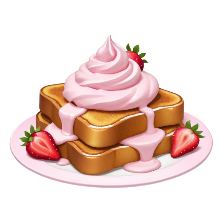 French toast with strawberries and pink whipped cream sticker