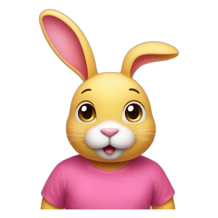 pink rabbit in yellow teeshirt shrugging shoulders sticker