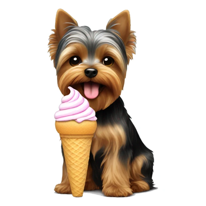 Yorkie eating icecream sticker