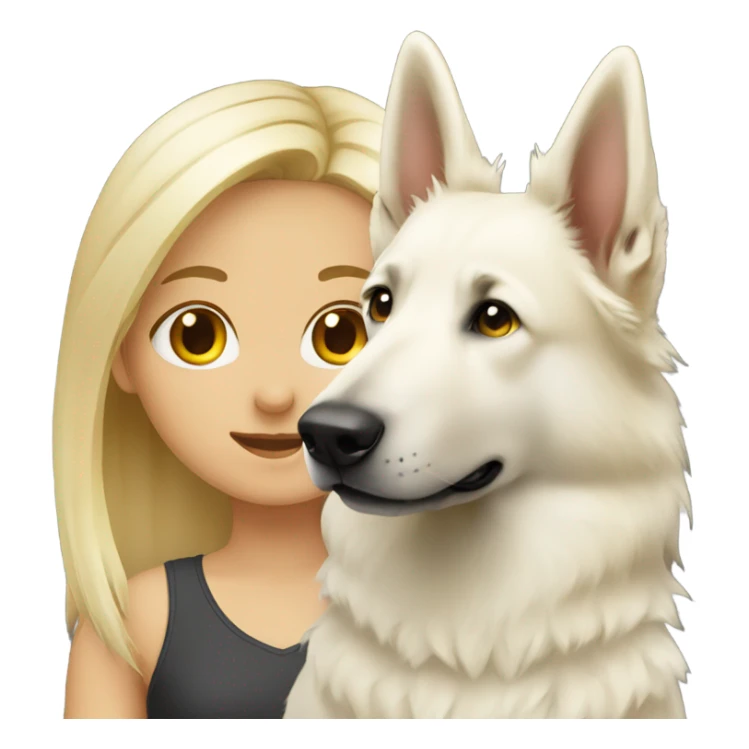 blonde girl and white shepherd sticker