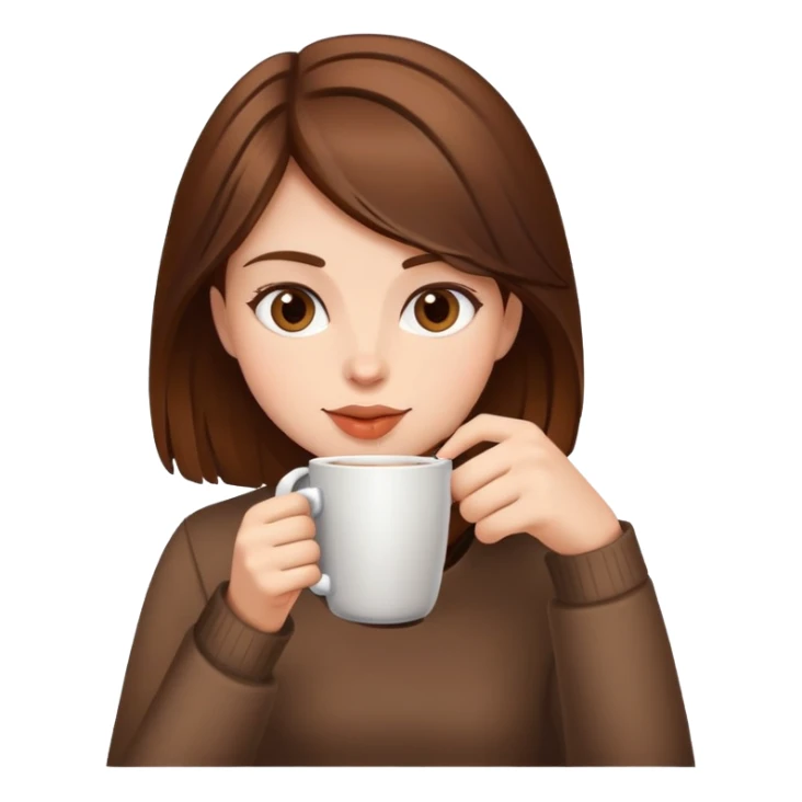 chica pelo castaño bebiendo café  sticker