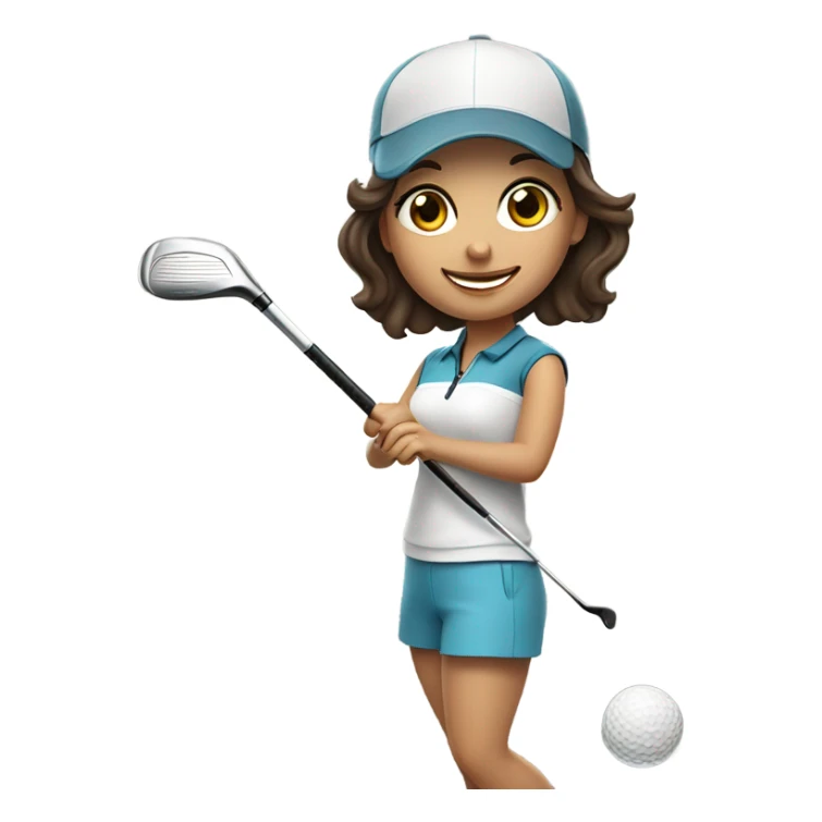 Cute brunette girl playing golf sticker