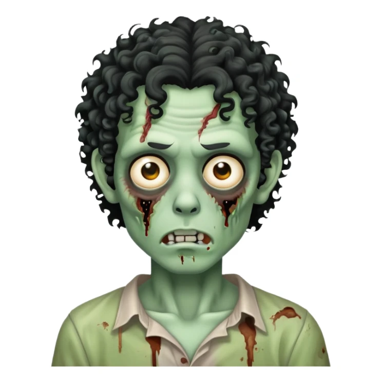 Zombie de cabelo cacheado médio preto que cobre a testa sticker