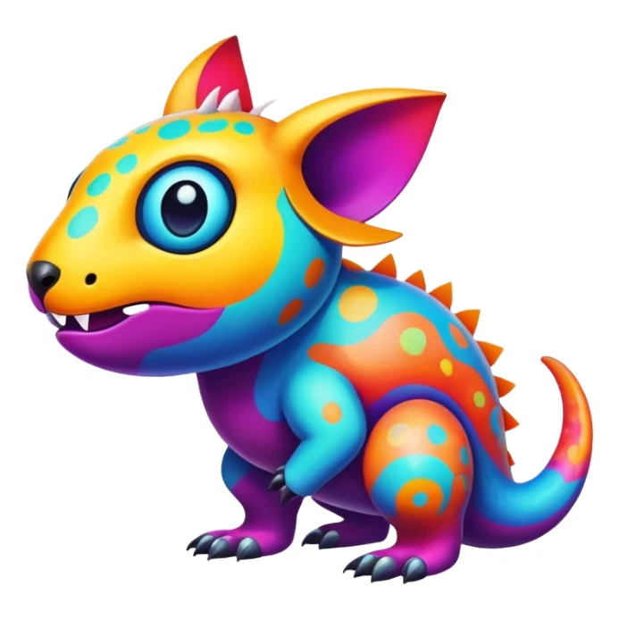 colorful vibrant Fakémon-creature with random markings sticker