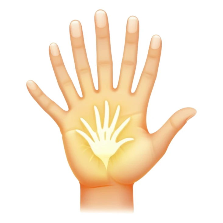 ethereal glowing hand with symbolic palm lines sticker