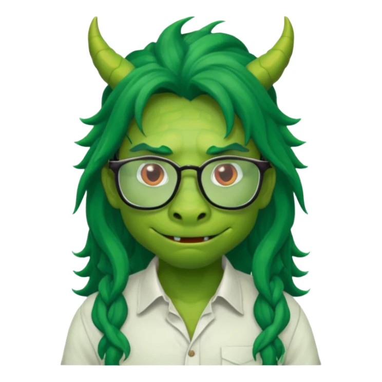 long hair dragon with shirt and glasses sticker