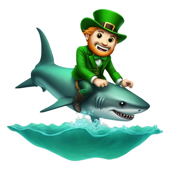 Irish leprechaun riding a shark underwater sticker