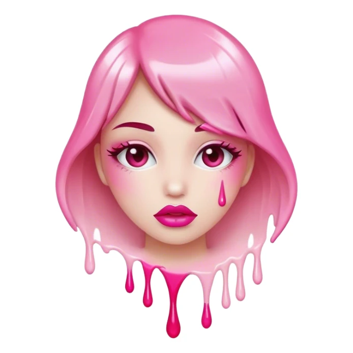 pink ombre glossy lips dripping white paint sticker