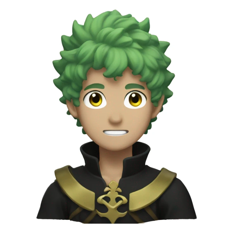 Black clover with gold with green hair sticker
