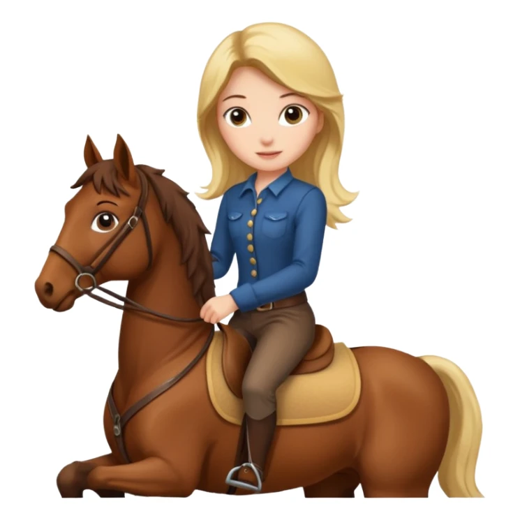 girl riding a brown horse sticker