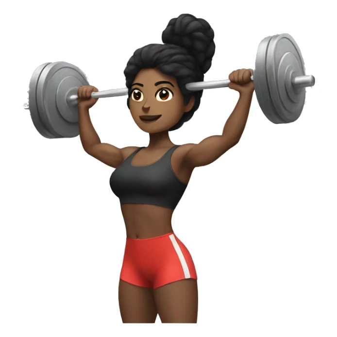 white women with black hair doing power lifting  sticker
