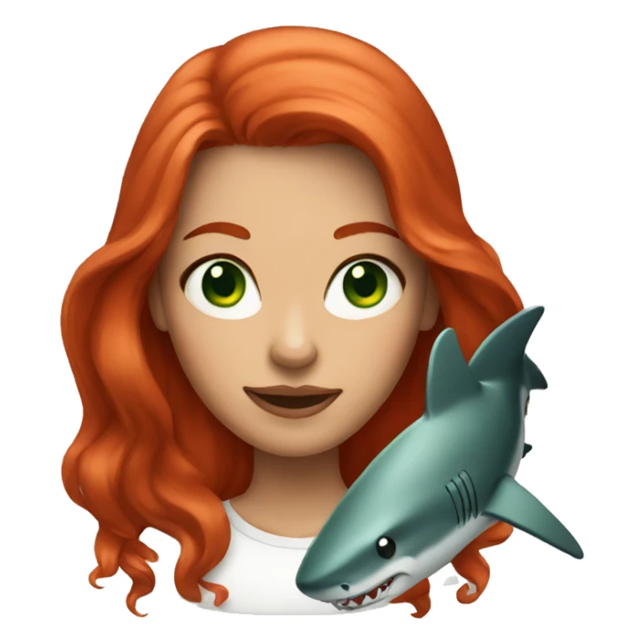 red haired woman with shark teeth with green eyes sticker