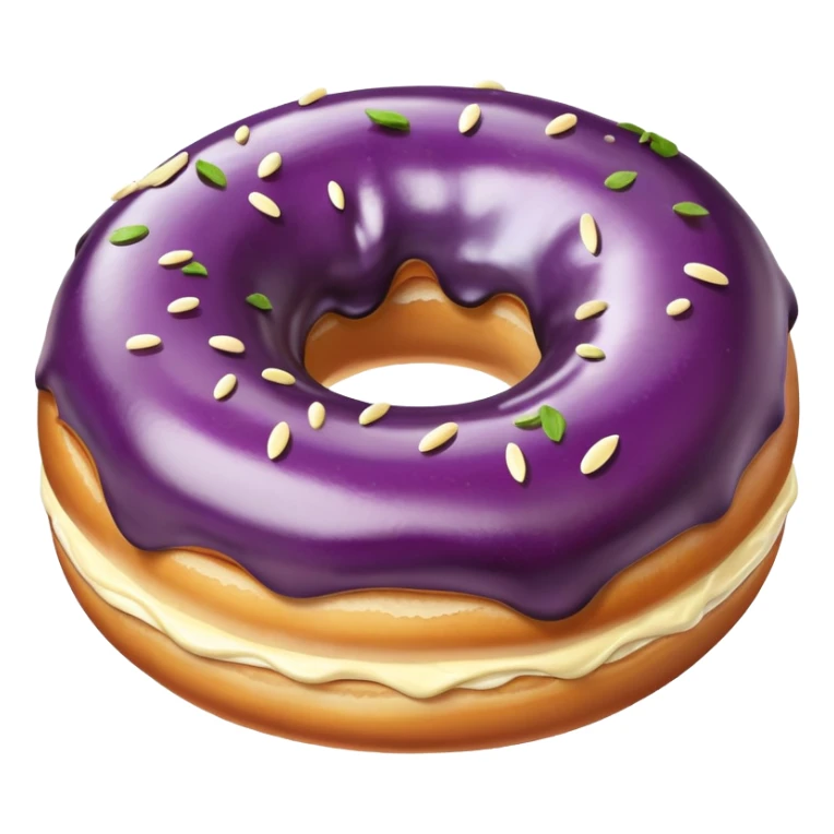 Eggplant in donut with cream sticker
