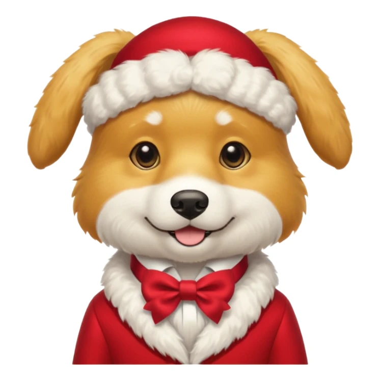 Golden Dog with NeckBow in red suit. sticker