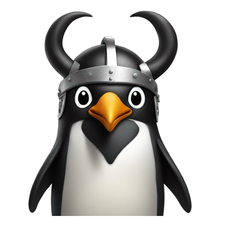penguin with face wearing viking helmet with big horns sticker