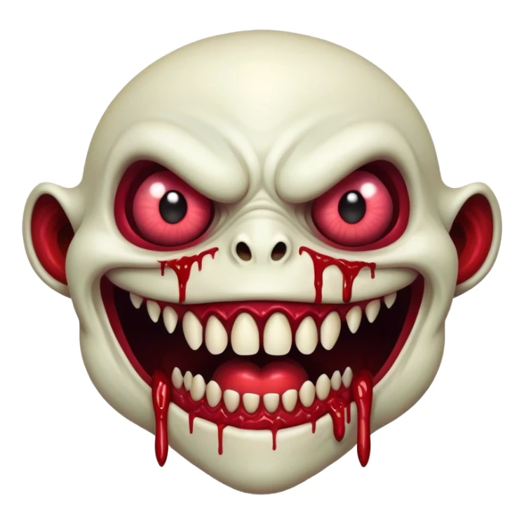 Analogue horror Blood scary exe lost media mutant monster face experiment zone 51 monster with long teeth in just ipnone style sticker