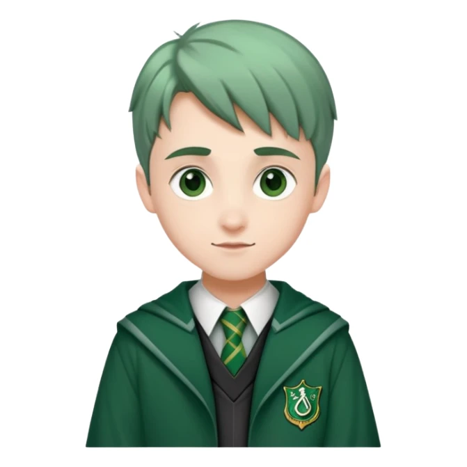 Student wearing Hogwarts Slytherin uniform with green and silver colors sticker