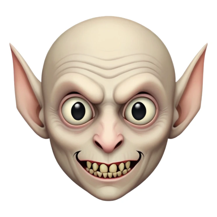 Count Orlock face from Nosferatu, vampire with bald head, pointy ears, sharp teeth, sunken eyes, rat-like features sticker