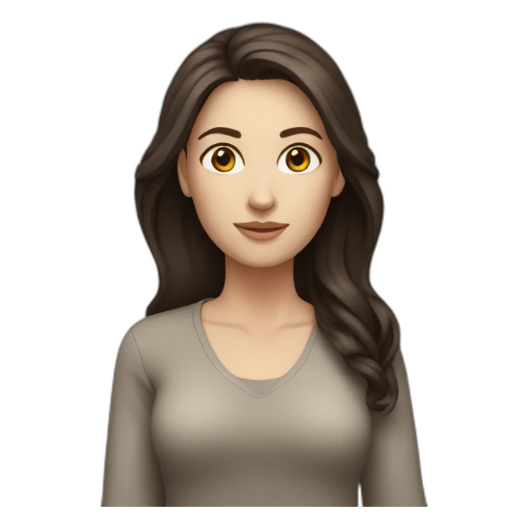 white woman, dark long brown hair, full body sticker