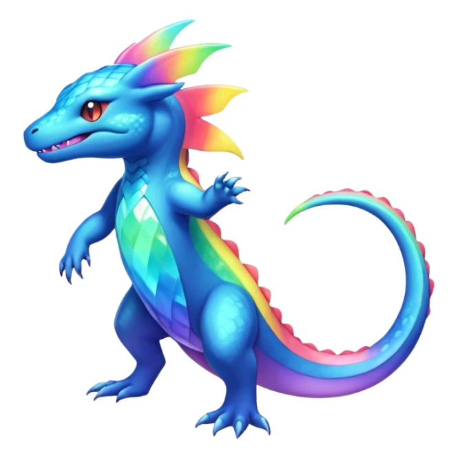 Rainbow crystalic Shiny pastel Salandit-Aurorus-Noibat-Fakémon-hybrid-creature (full body)  sticker