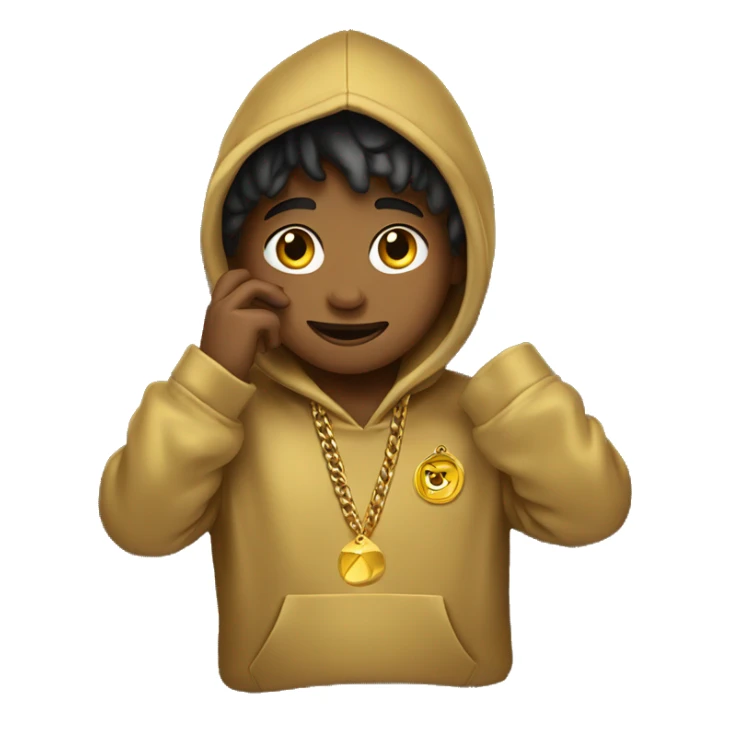 saluting boy in hoodie gold chain  sticker