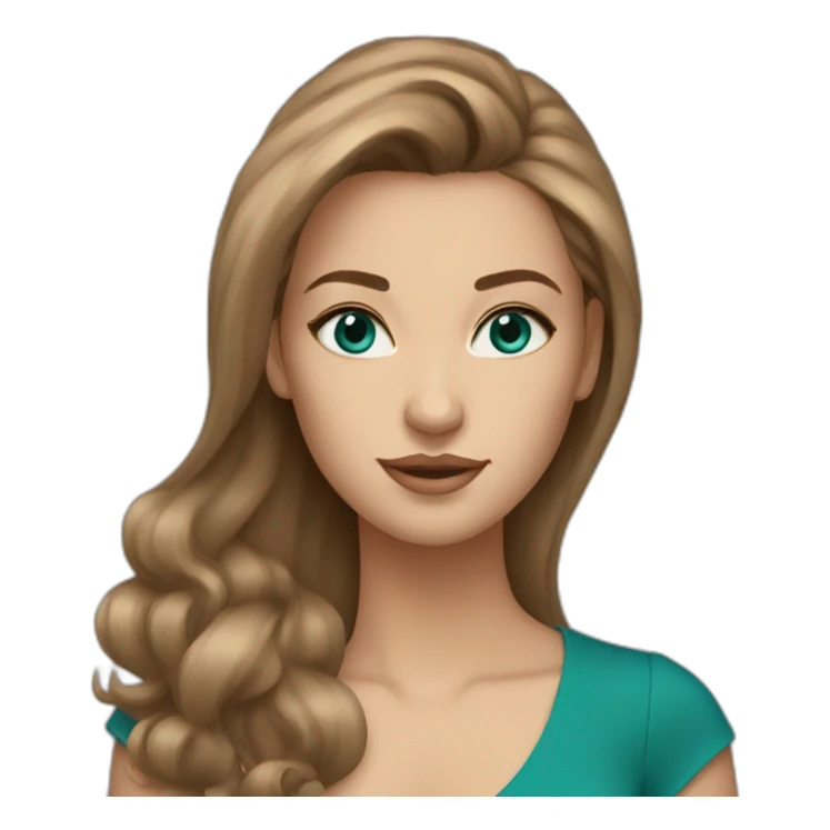 beautiful woman, straight light brown hair, teal eyes sticker