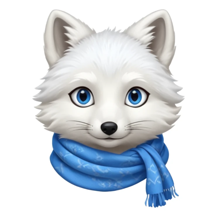 a white fox with blue eyes wearing a blue scarf sticker