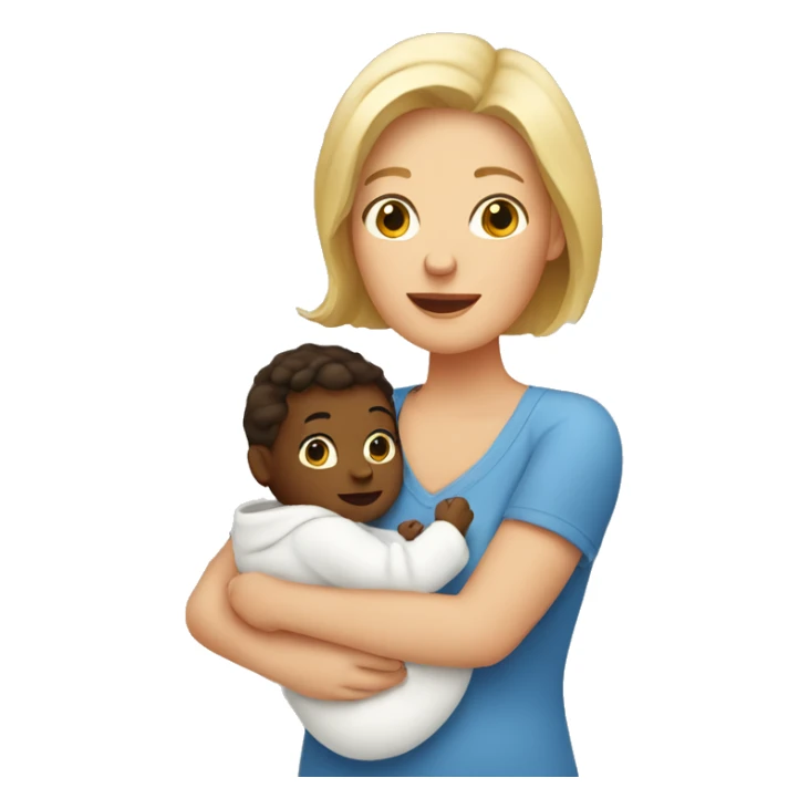 white mom holding little baby sticker