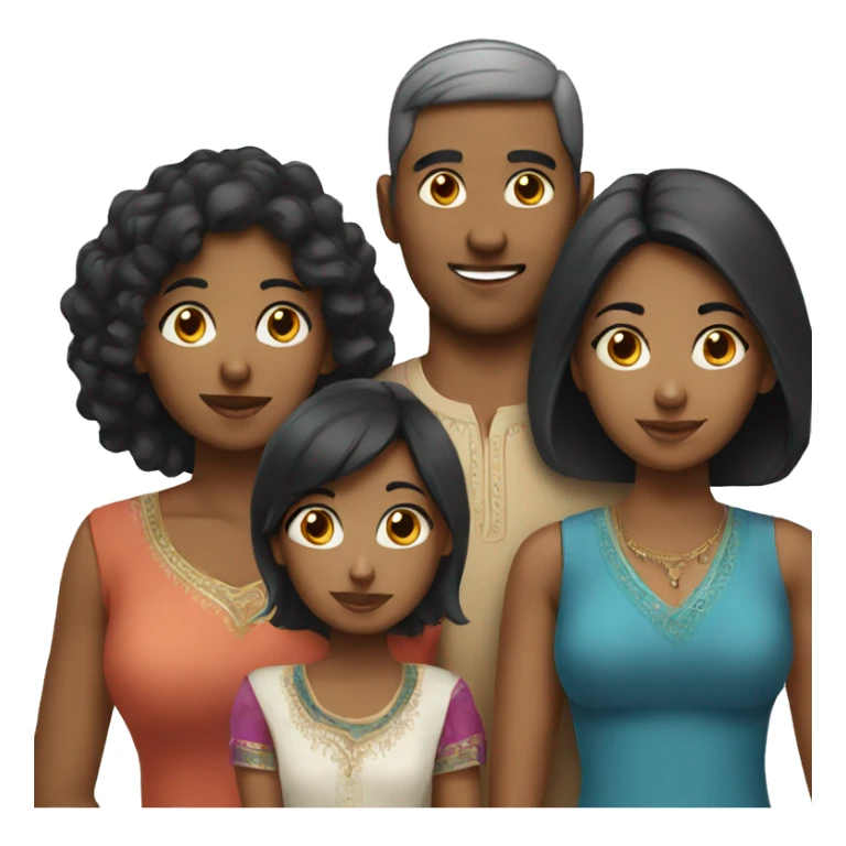 Indian family black hair sticker