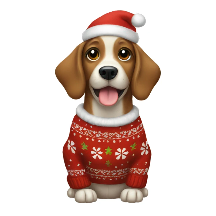 Dog wearing Christmas sweater sticker