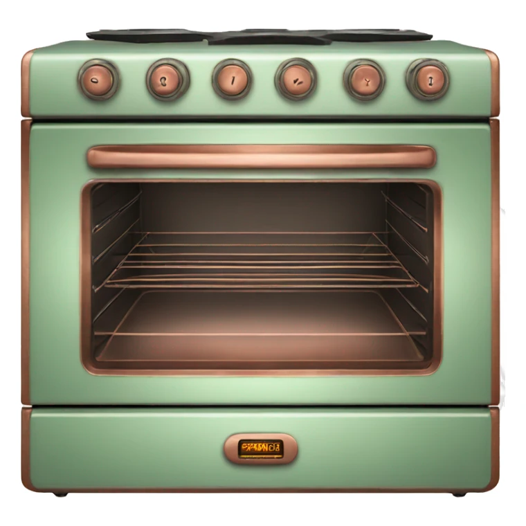 Realistic pastel green and metallic copper vintage oven. sticker