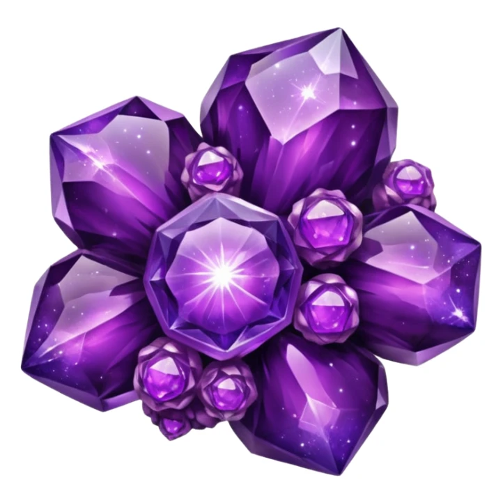 glossy purple glass nebula crystal clusters sticker