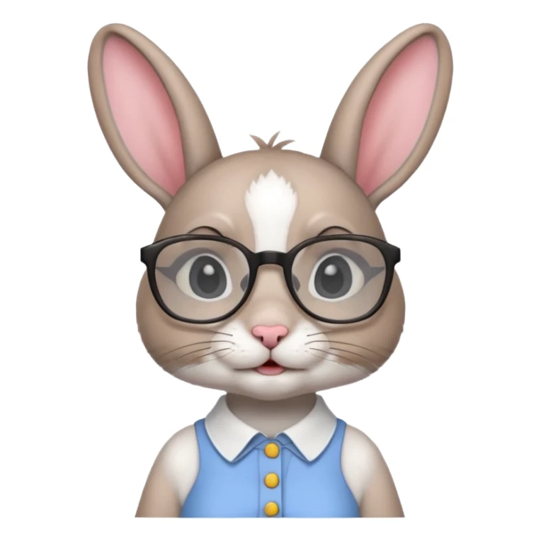 rabbit with glasses and sgirt sticker