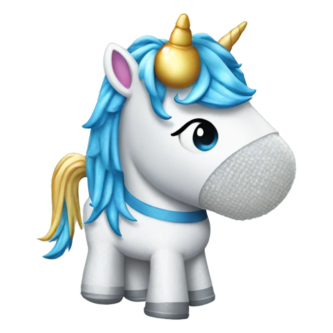 sparkling Unicorn with bubble wrap in a blue polo shirt sticker