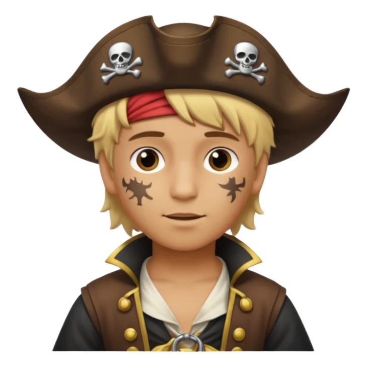 light brown hispanic boy with blond hair that is dressed as a pirate sticker