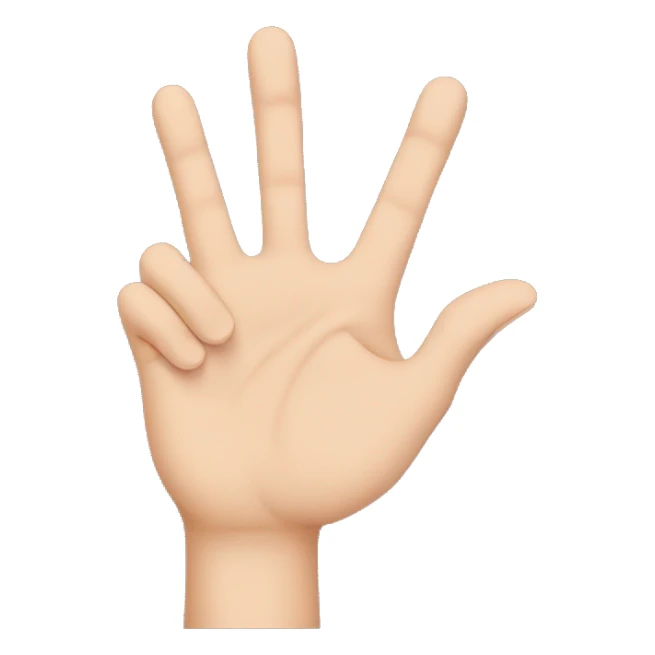 Hands making LA sign but A is from four fingers sticker