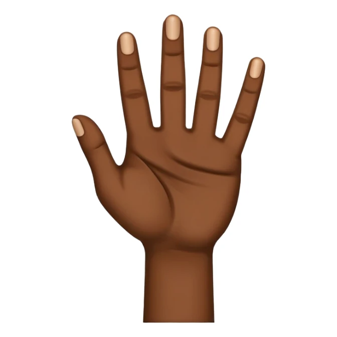 Dark skin tone right hand with index middle and thumb fingers out sticker