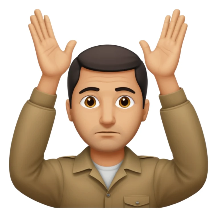 surrenders, depict an Iraqi with a sad face and raised hands sticker