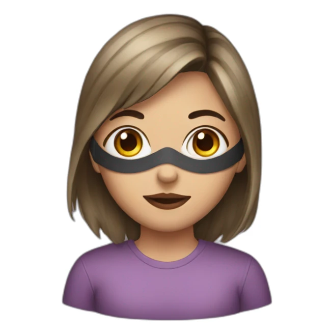 A girl wearing a mask sticker