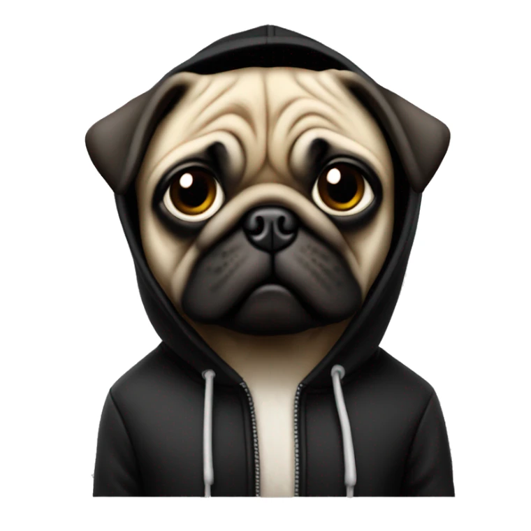 Pug 3d old school in a black hoodie sticker