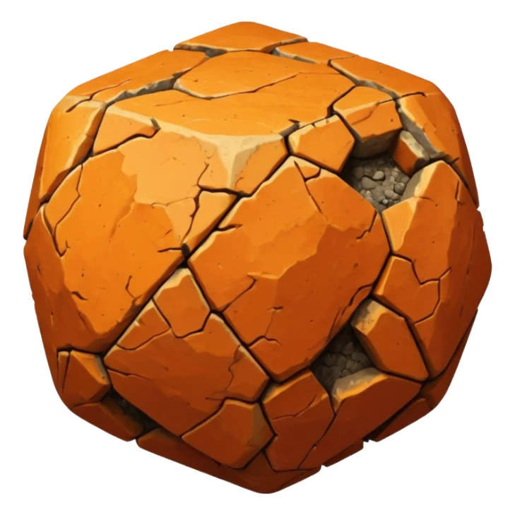 american-orange-intricate-stone-age-rocky-crusted-dodecahedron-shaped sticker