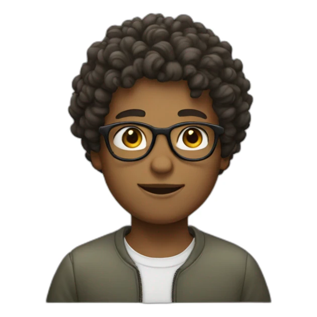 boy with curly hair and glasses sticker