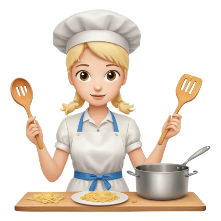 Girl cooking pasta for the first time sticker